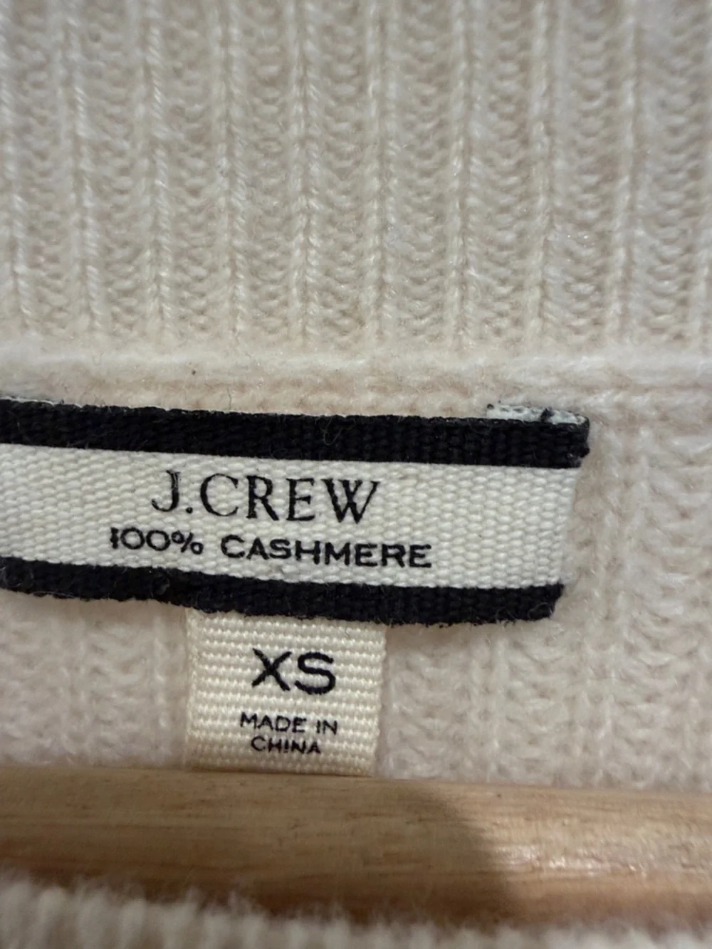 J. Crew Cream cashmere Crewneck Sweater with Blue Stripes